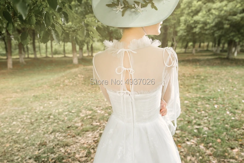 High Neck Tulle Outdoor Photography Bride Bohemian Chic Ancient Vintage Floor Length Ball Gown | Свадьбы и торжества