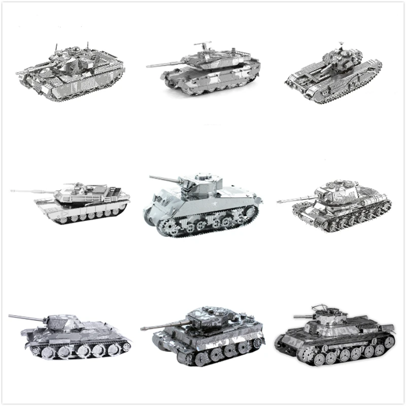 

Тигровый Танк военные 3D металлические головоломки наборы моделей танка Черчилля Шермана Лазерная вырезка головоломки для взрослых мальчи...