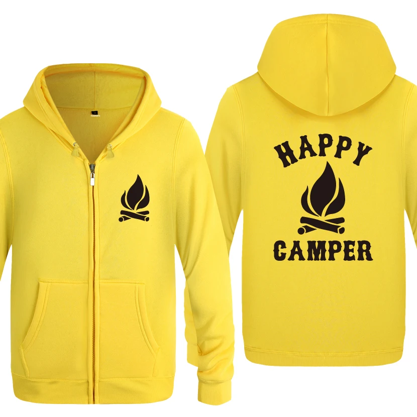 Кемпинг Happy Camper забавные креативные толстовки Для мужчин 2018 с застежкой молнией