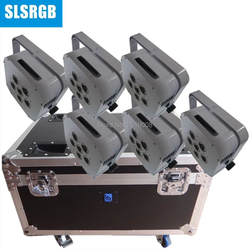 

6 шт./лот с flightcase par 6x18 Вт RGBWA + UV 6 в 1 беспроводная батарея, светодиодная подсветка, беспроводная уличная лампа 6 шт. RGBWPY 6 в 1 batt