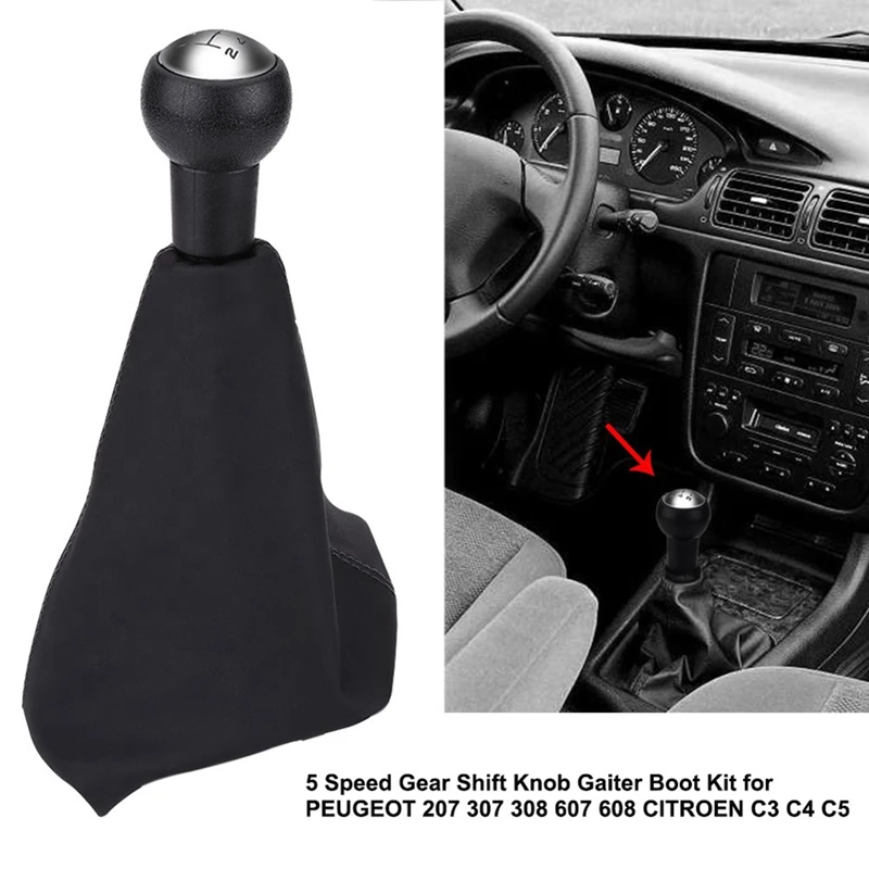 5 Speed Gear Shift Knob Gaiter Boot Kit For Peugeot 207 307 308 607 608 Citroen C3 C4 C5 | Автомобили и мотоциклы