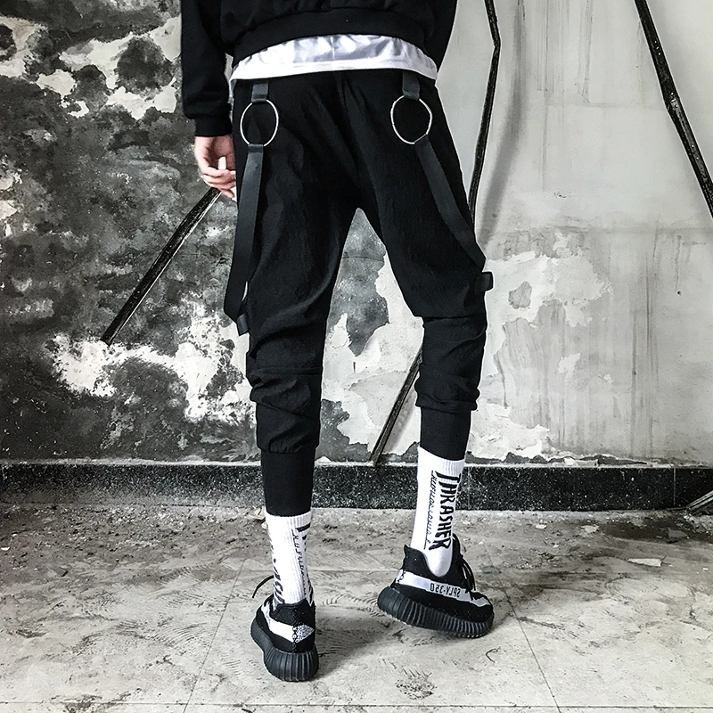 Мужские удобные специальные темные брюки с декоративными карманами новинка 2019