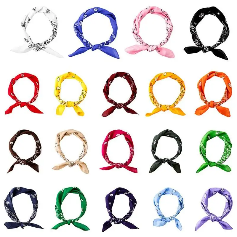 

55*55cm Hip Hop Cotton Paisley Bandanas Head Wrap Black Red White etc 19 colors Scarves