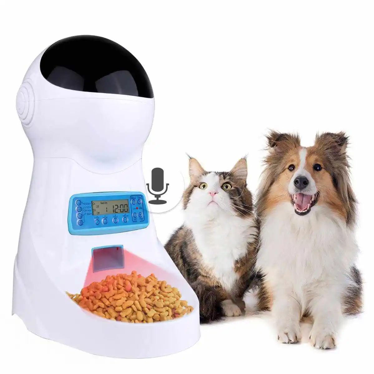 Automatic Pet Feeder, Dogs Cats Food Dispenser With Voice Record Remind, Timer Programmable, Portion Control, Distribution Ala