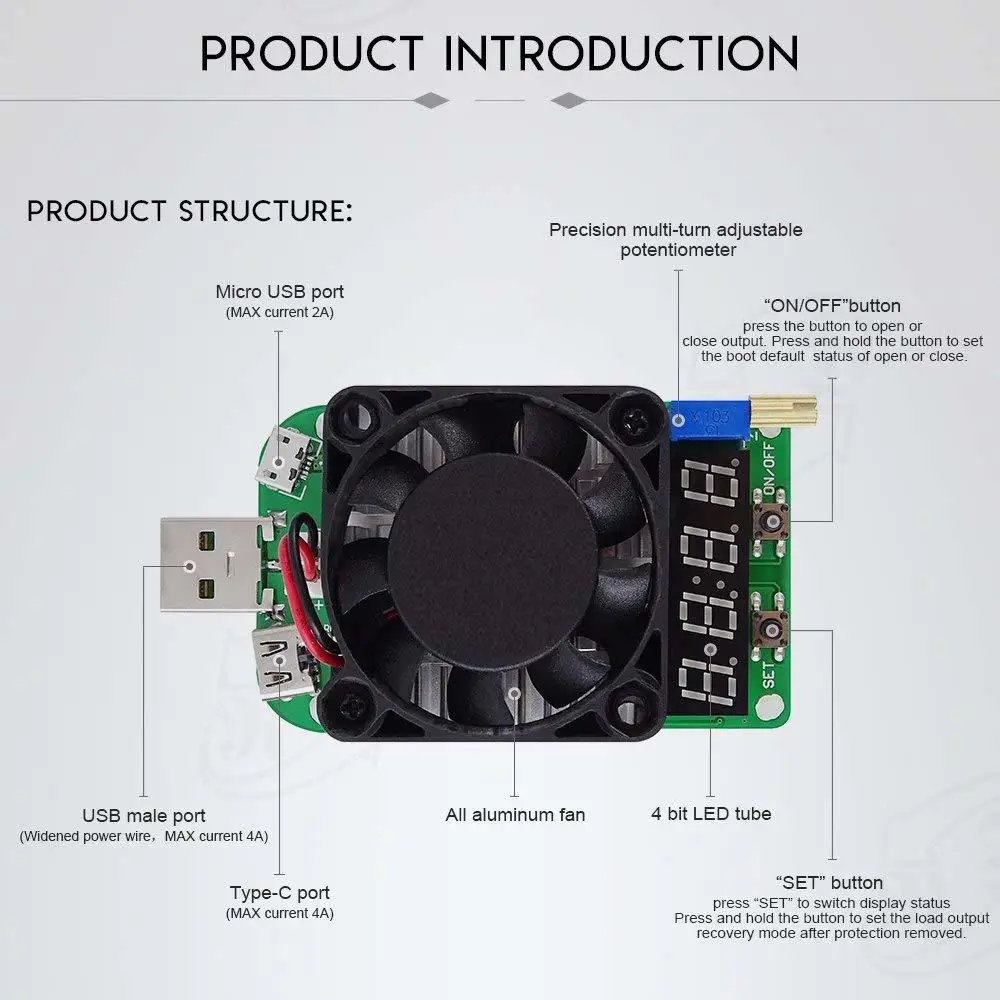 LD25 LD35 электронный нагрузочный резистор USB интерфейс разрядка батарея тест