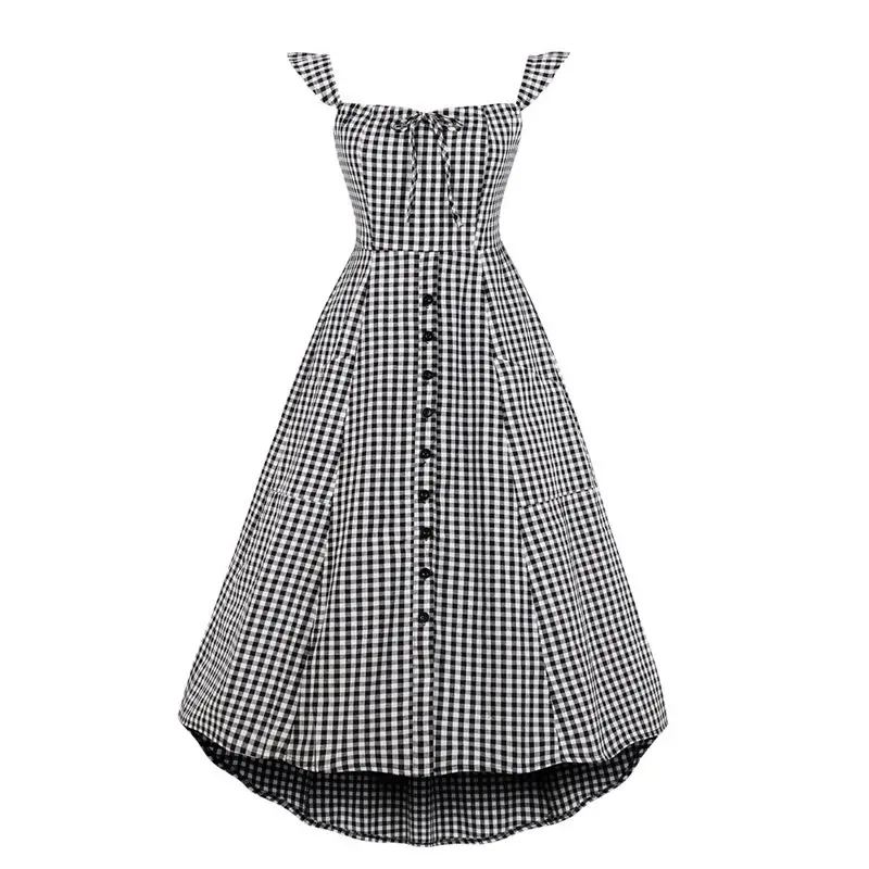 Женское клетчатое платье с открытыми плечами винтажное высокой талией