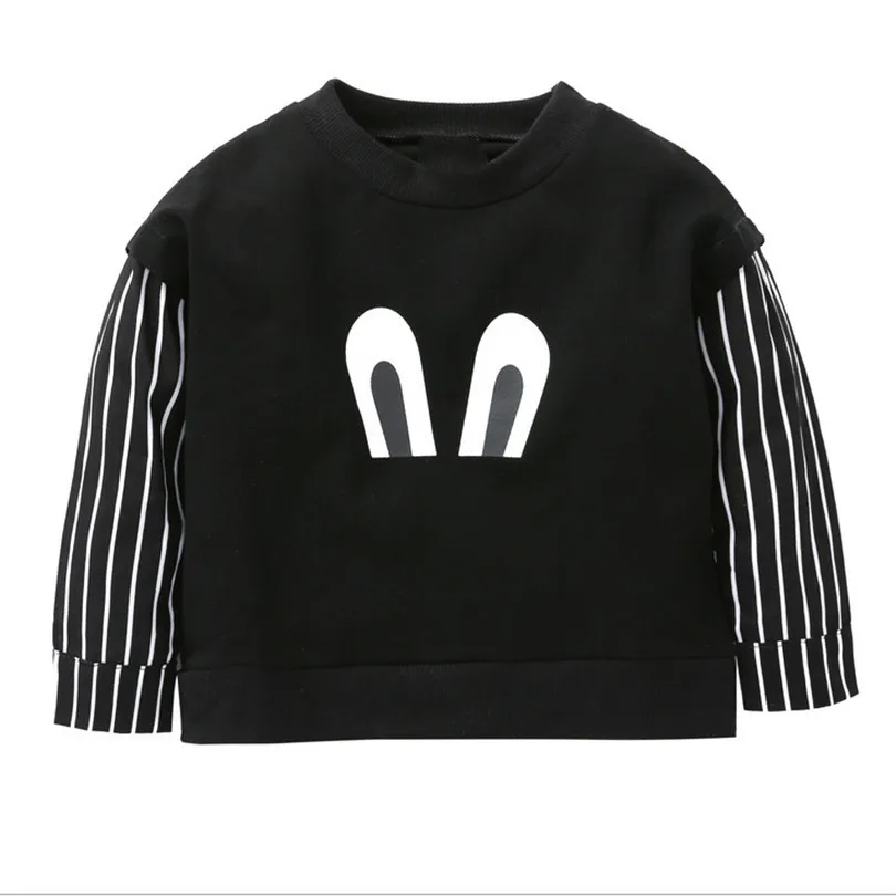 2019 весенне-осенние детские толстовки для девочек полосатая блузка хлопковые