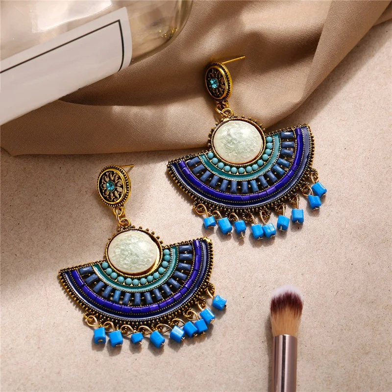 Fashion Glamour Vintage Bohemian Bead Earrings Ms. Openwork Flower Pendant | Украшения и аксессуары
