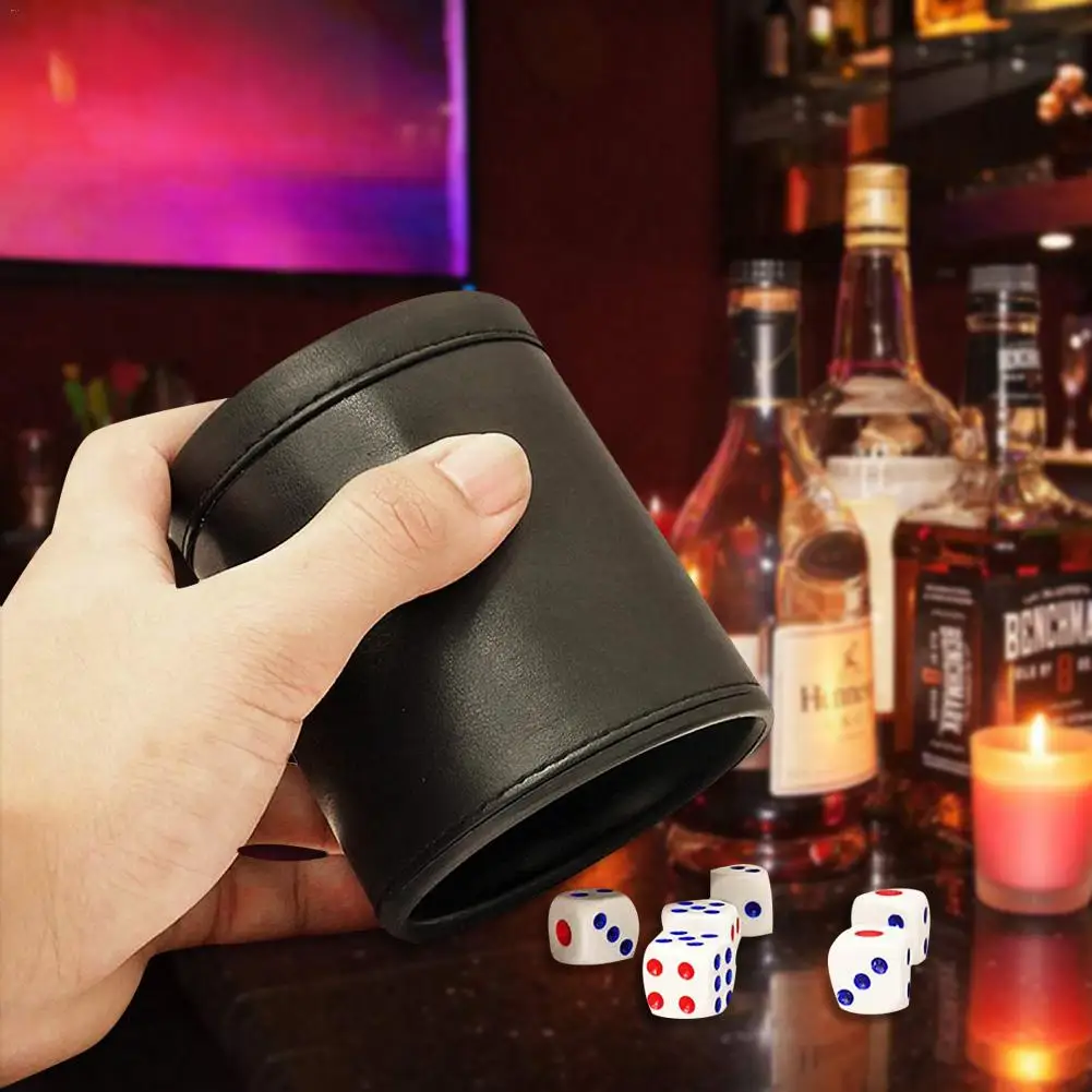 Барные кожаные черные игральные кости чашки Dicebox вечерние принадлежности
