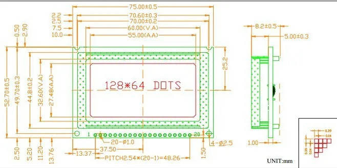 5V WG12864 128x64 75 мм x 52,7 мм точка графика синего цвета цвет Подсветка ЖК-дисплей модуль KS0107 KS0108 совместимый контроллер