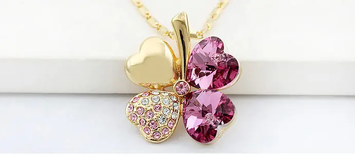 Четыре Листа Клевера Ожерелья Подвески Кристалл с Элементами swarovski 18 К Позолоченные Старинные Ювелирные Изделия Для Женщин 900