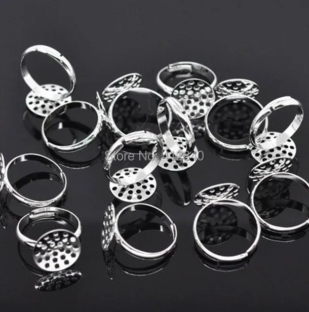 100 шт. Регулируемая посеребренная Кольца Jewelry Пустые Выводы