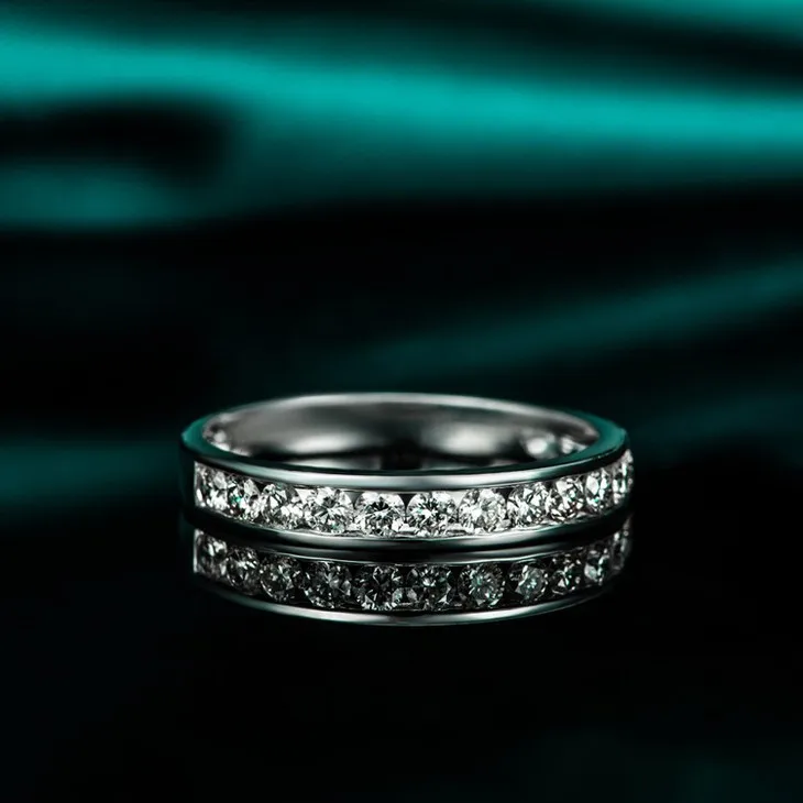 ZOCAI простой классический 0,60 КТ Сертифицированный I-J/SI круглая огранка 18 K из белого золота с бриллиантами обручальные кольца для пар 2 шт W01543 Q00069C
