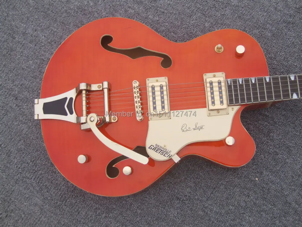 Bigsby стиль Tailpiece полого органа, Электрический Джаз Гитары, прямо с завода, Gretsch orange цвет Bigsby мост