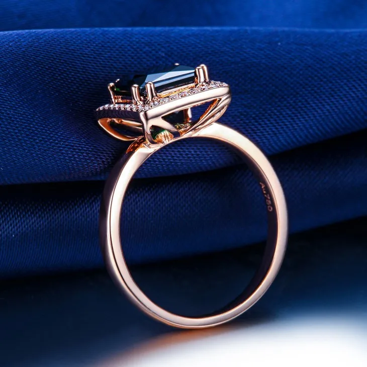 ZOCAI Новое поступление CHANSON серии 2,0 CT настоящий зеленый турмалин чистый 18 K розовое золото кольцо с 0,12 CT натуральный бриллиант