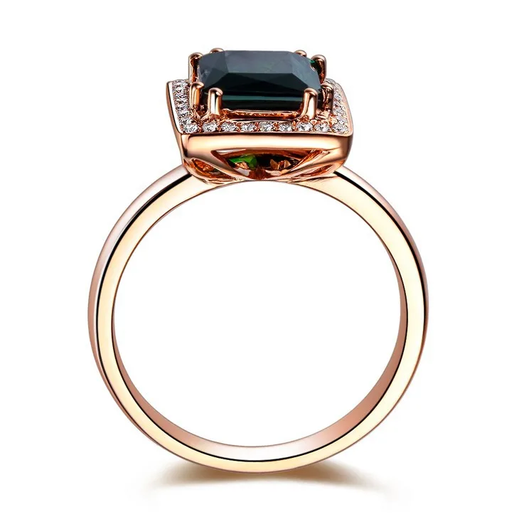 ZOCAI Новое поступление CHANSON серии 2,0 CT настоящий зеленый турмалин чистый 18 K розовое золото кольцо с 0,12 CT натуральный бриллиант