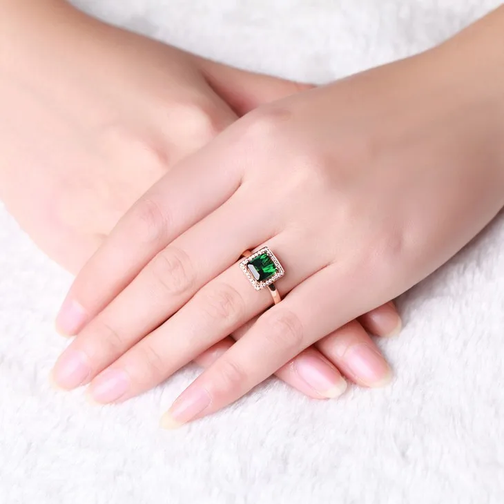 ZOCAI Новое поступление CHANSON серии 2,0 CT настоящий зеленый турмалин чистый 18 K розовое золото кольцо с 0,12 CT натуральный бриллиант