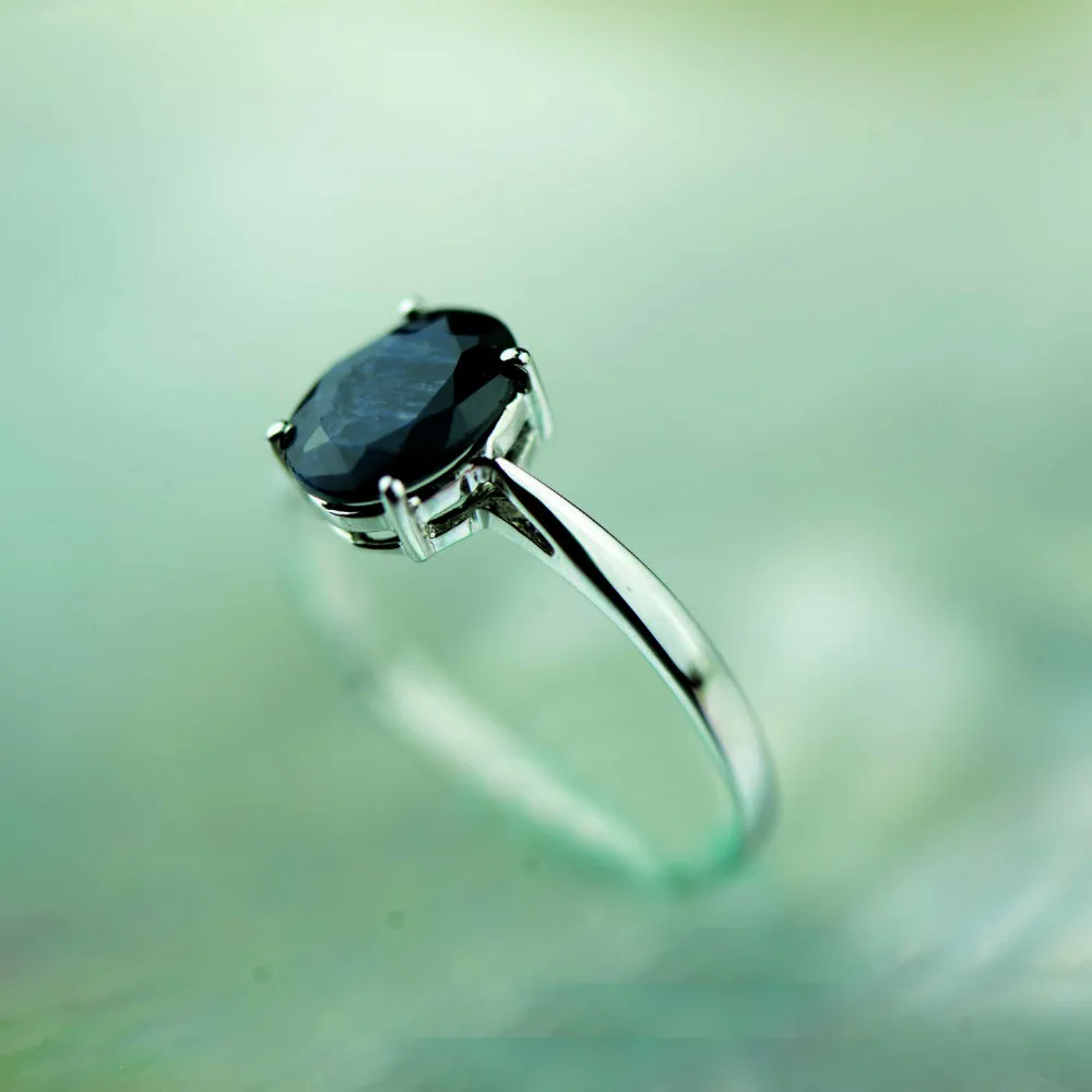 1.5CT GVBORI 925 серебро натуральный сапфир драгоценный камень кольца для женщин Свадебные/обручальные/вечерние/подарок голубое кольцо хорошее ювелирное изделие