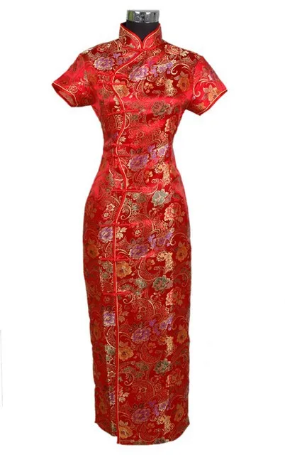 Традиционный черный китайское платье Mujer Vestido Для женщин длинный атласный Cheongsam Qipao Одежда Цветок размеры s m l xl XXL, XXXL J0024