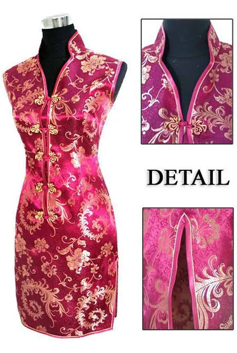 Бургундское традиционное китайское женское платье Mujeres Vestido женское атласное мини-платье с v-образным вырезом Cheongsam Qipao Размеры S M L XL XXL XXXL JY012-7