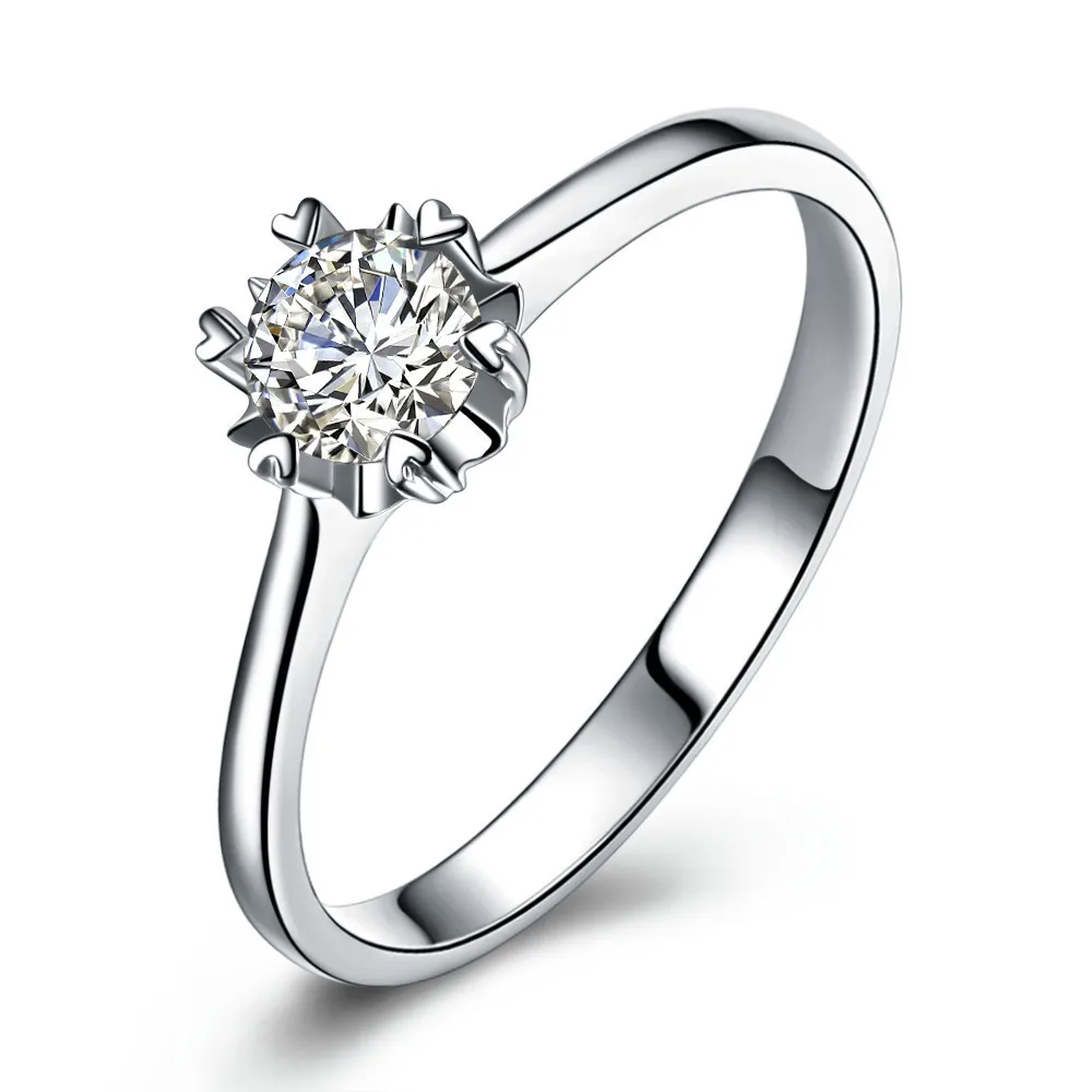 0.3CT Platinum PT950 Promise кольцо прекрасное ювелирное дело круглые SI/I-J Помолвочные кольца с бриллиантом белый снег алмаз кольцо