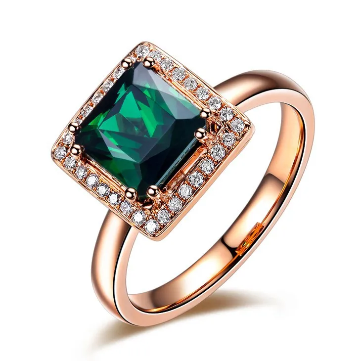 ZOCAI Новое поступление CHANSON серии 2,0 CT настоящий зеленый турмалин чистый 18 K розовое золото кольцо с 0,12 CT натуральный бриллиант