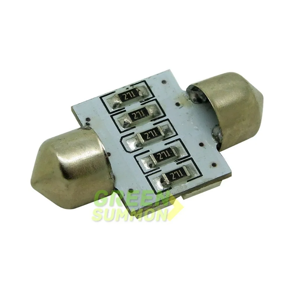 10 шт./лот 31 мм 6 5050 SMD светодиодный теплый белый и белый гирлянда Купол Карта перчатка коробка багажник замена лампочки