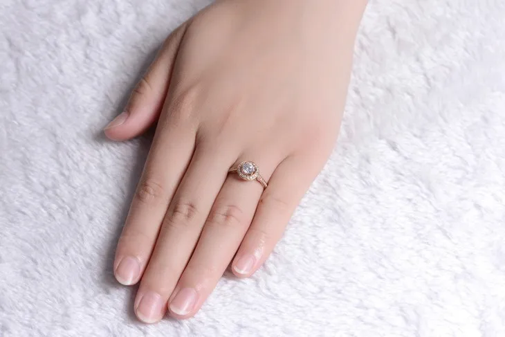ZOCAI натуральный бриллиант 0,5 CT в общей F-G/SI 18 K розовое золото алмаз обручальное женское кольцо ювелирные украшения W02779
