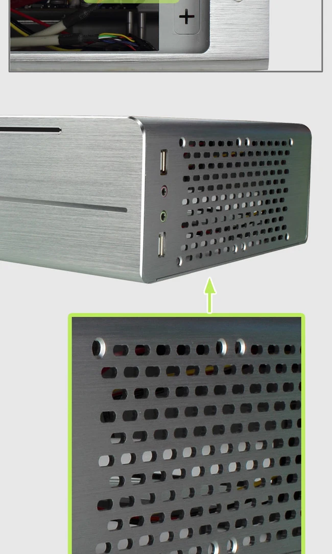 Realan Алюминиевый мини itx Настольный ПК чехол E-i7 с блоком питания, CD-ROM, слотами черный серебристый