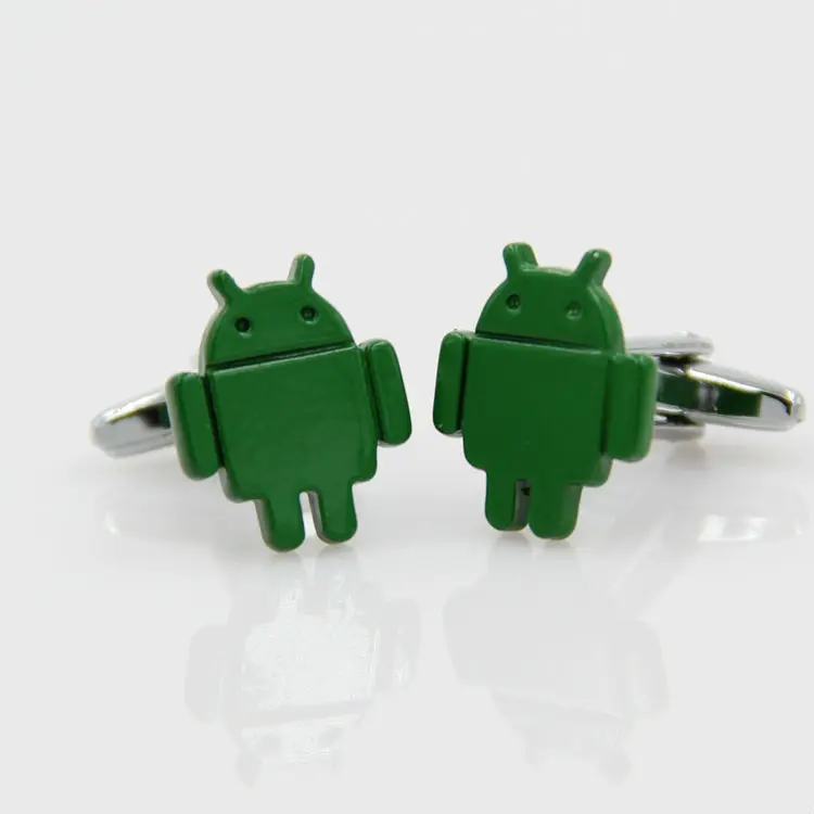Забавные медные запонки для моделирования Android зеленые запонки в форме робота мужские запонки