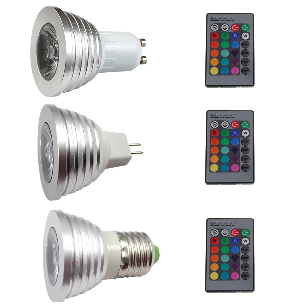 4 Вт E27 MR16 GU10 RGB светодиодный лампа 16 Цвета сменить светодиодный COB Светодиодный прожектор света с ИК-пультом дистанционного управления для дома и сада вечерние украшения