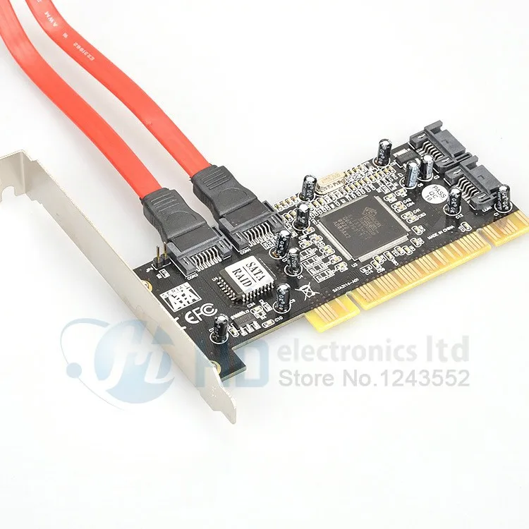 1 шт., новинка, 4 порта, SATA, PCI контроллер, RAID карта, 4 SATA, SERIAL ATA, PCI контроллер, RAID I/O карта, ПК+ кабель