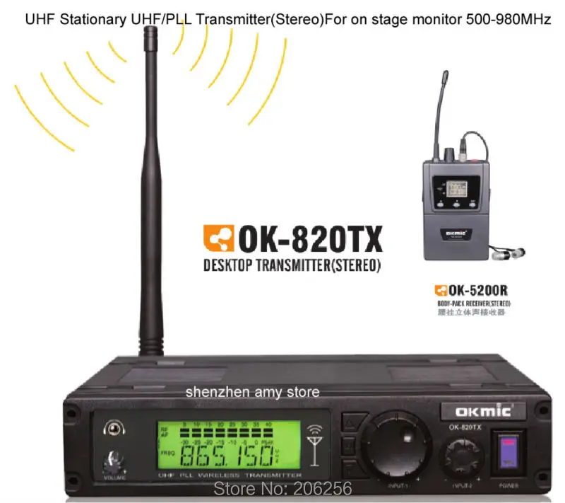 OK-820TX передатчик 5200R корпус-пакет приемник беспроводной в ухо монитор системы стереонаушники семья Забавный ТВ ухо