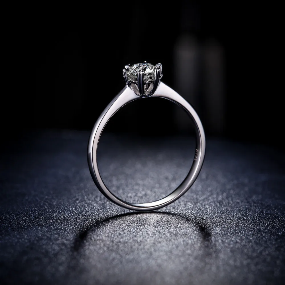 0.3CT Platinum PT950 Promise кольцо прекрасное ювелирное дело круглые SI/I-J Помолвочные кольца с бриллиантом белый снег алмаз кольцо