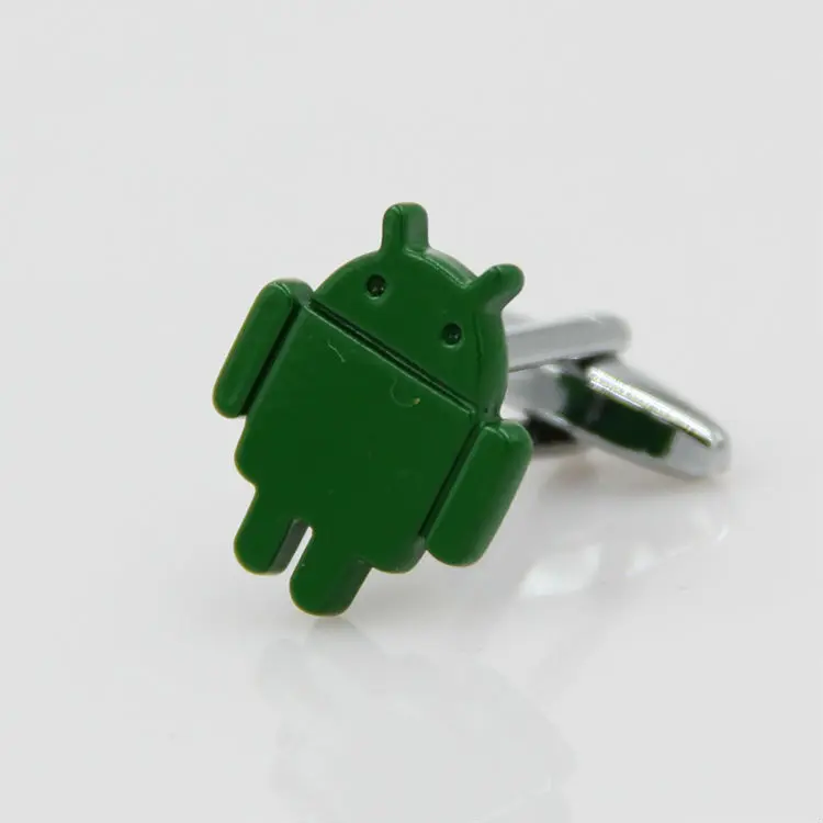 Забавные медные запонки для моделирования Android зеленые запонки в форме робота мужские запонки