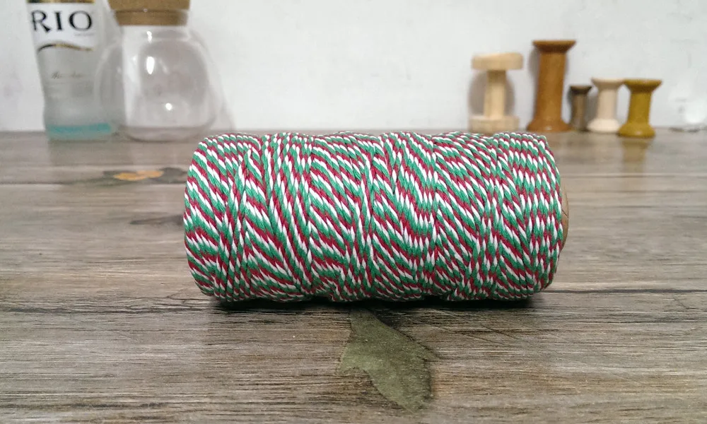 8ply 1 мм~ 1,5 мм Хлопок Bakers Mix(150 ярдов/катушка) пекарская шпагат подарочная упаковка белый+ красный+ зеленый шпагат для ремесла