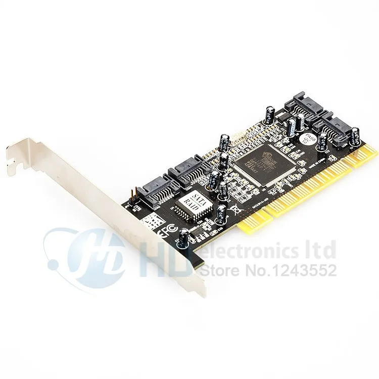 1 шт., новинка, 4 порта, SATA, PCI контроллер, RAID карта, 4 SATA, SERIAL ATA, PCI контроллер, RAID I/O карта, ПК+ кабель