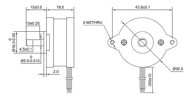 0.9deg круглый Нема 14 шаговый двигатель 12Ncm/17oz. Биполярным 0.65A 36x19,5 мм 4 провода