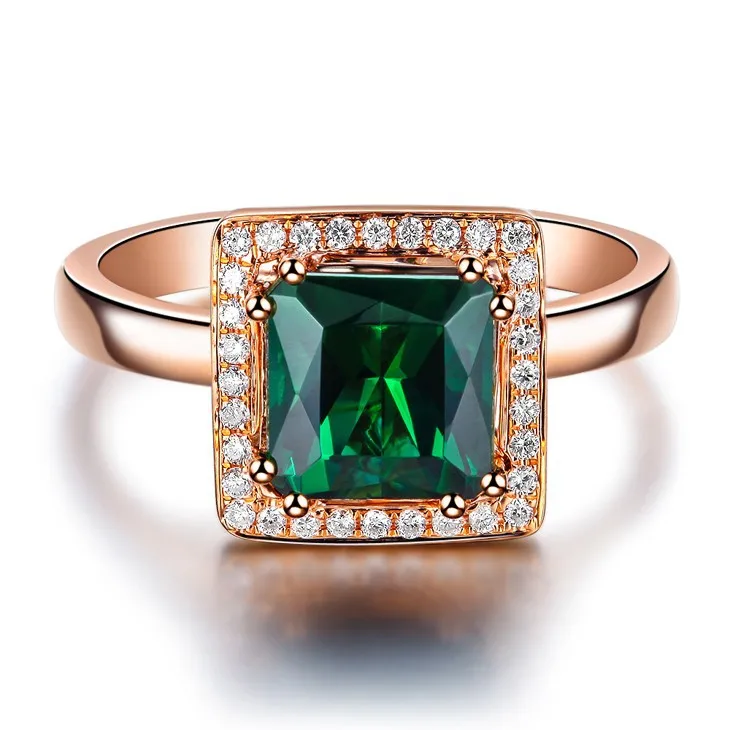 ZOCAI Новое поступление CHANSON серии 2,0 CT настоящий зеленый турмалин чистый 18 K розовое золото кольцо с 0,12 CT натуральный бриллиант