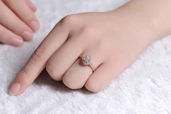 ZOCAI натуральный бриллиант 0,5 CT в общей F-G/SI 18 K розовое золото алмаз обручальное женское кольцо ювелирные украшения W02779