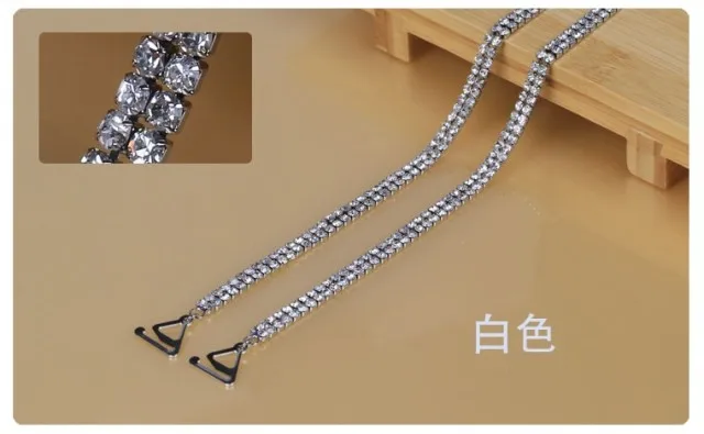2row Кристальное белье металлические Кристальные бретели для бюстгальтера со стразами нижнее белье ремень белый черный