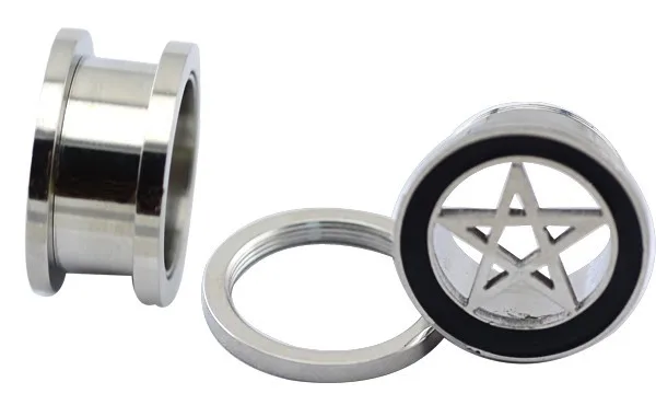 Пирсинг из нержавеющей стали Orelha Pentgram Star Ear Plug пирсинг расширения уха пирсинг туннели 1 пара