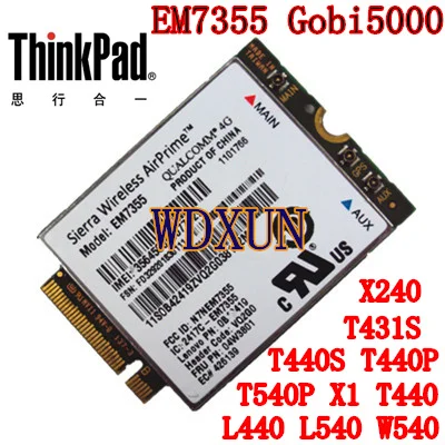Sierra Gobi5000 EM7355 LTE/EVDO/HSPA+ 42 Мбит/с NGFF карта 4G модуль для lenovo Thinkpad T431s T440 T440s T440p T540P W540 X240