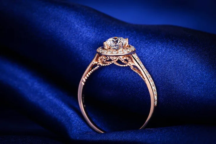 ZOCAI натуральный бриллиант 0,5 CT в общей F-G/SI 18 K розовое золото алмаз обручальное женское кольцо ювелирные украшения W02779