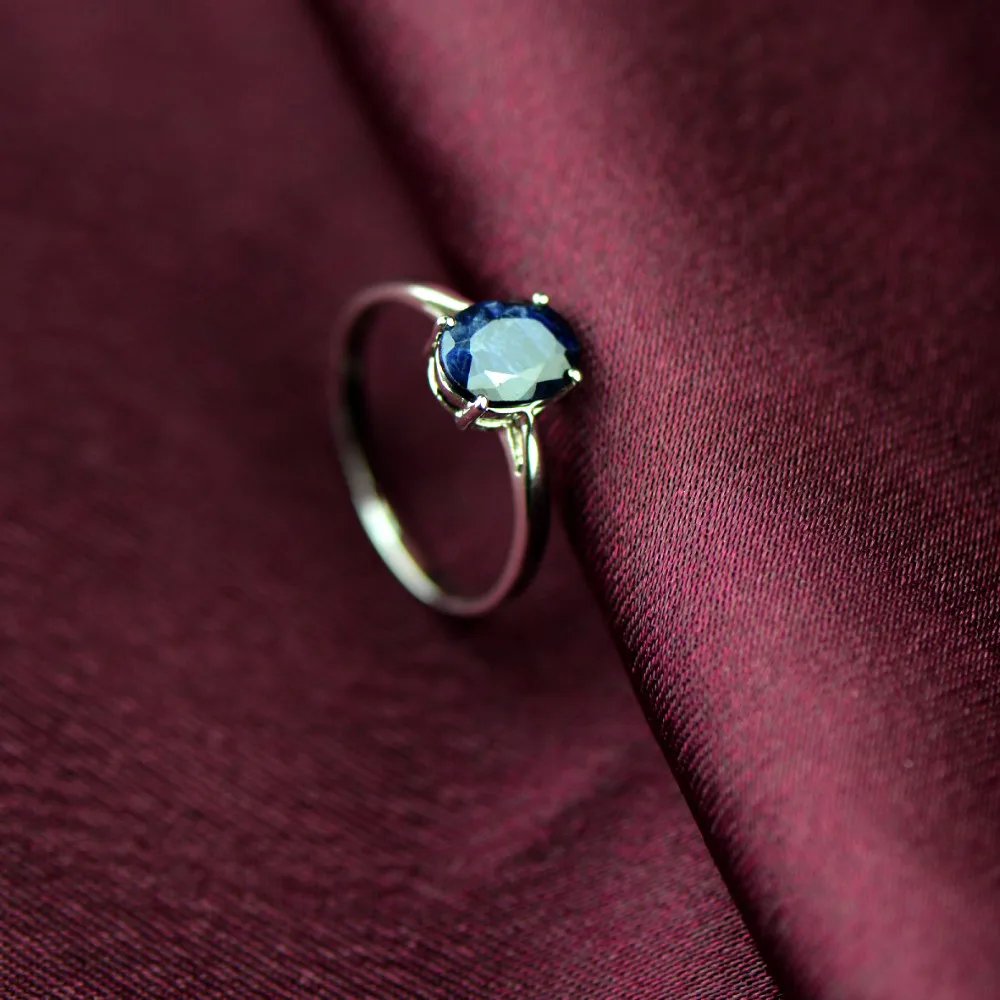 1.5CT GVBORI 925 серебро натуральный сапфир драгоценный камень кольца для женщин Свадебные/обручальные/вечерние/подарок голубое кольцо хорошее ювелирное изделие