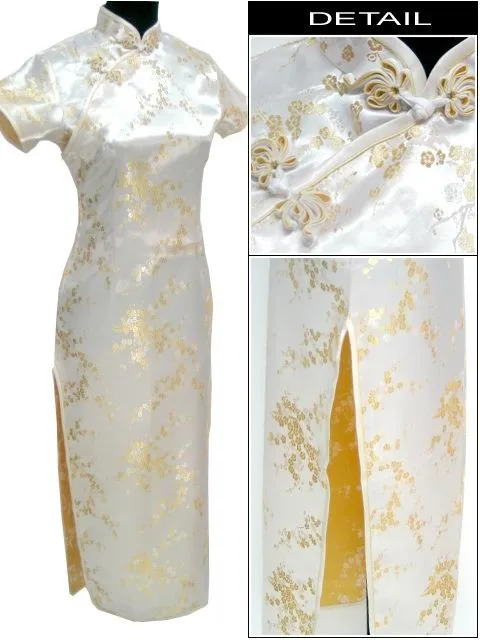 Золотое традиционное китайское платье женские атласные Длинные Cheongsam Qipao Одежда Цветок размера плюс S M L XL XXL XXXL 4XL 5XL 6XL J3081