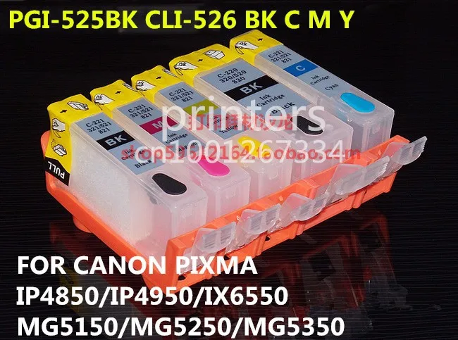 PGI-525 CLI 526 перезаправляемый картридж для hp canon принтерам PIXMA IP4850 IP4950 IX6550 MG5150 MG5250 MG5350 MX715 MX885 MX895 принтер