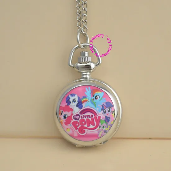 Модные картины розового цвета милые My Little Horse карманные часы Цепочки и ожерелья Серебряные Девушки Женщины часы Antibrittle хорошее качество