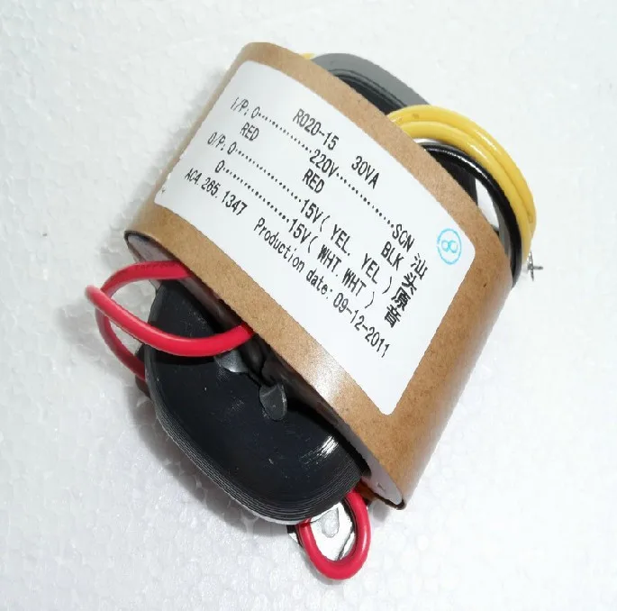 Высококачественный 115 V/230 V 30 W R-Core аудио трансформатор, Выходная мощность: 9 V+ 9 V