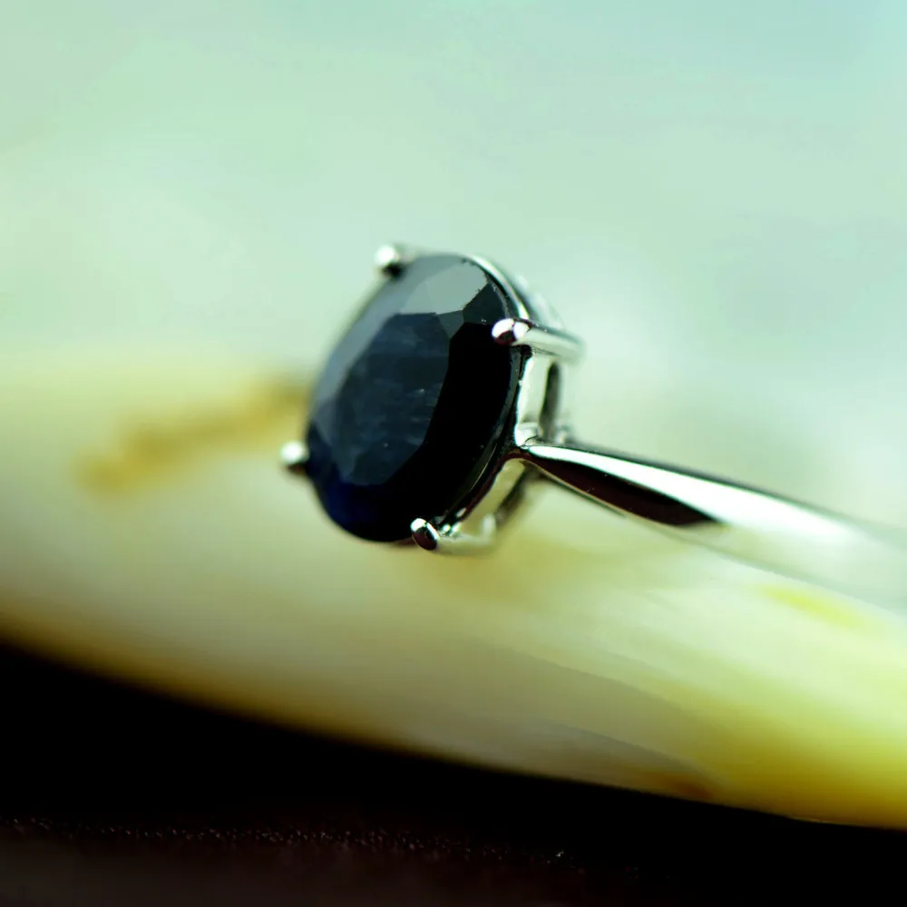 1.5CT GVBORI 925 серебро натуральный сапфир драгоценный камень кольца для женщин Свадебные/обручальные/вечерние/подарок голубое кольцо хорошее ювелирное изделие